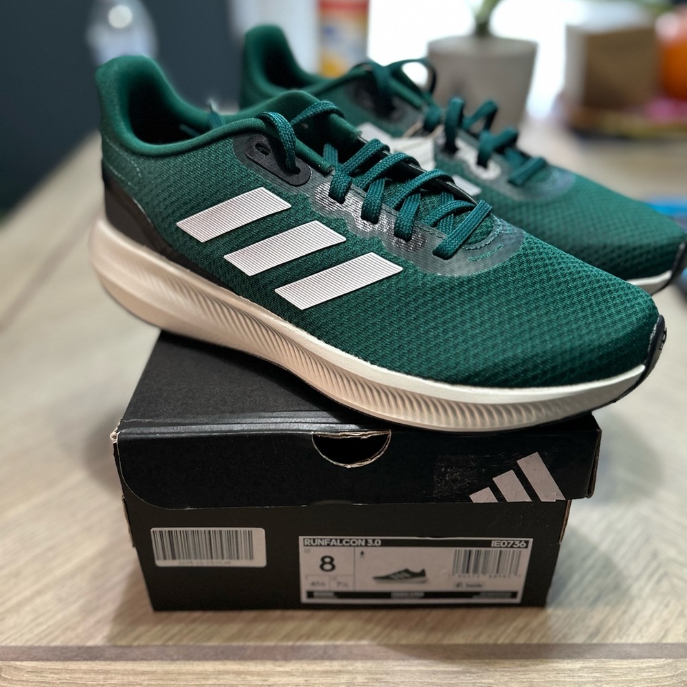 Adidas Forest Green and White Running Shoes